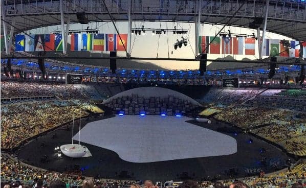 Ensaio da cerimônia de abertura da Rio-2016 (Foto: Reprodução)