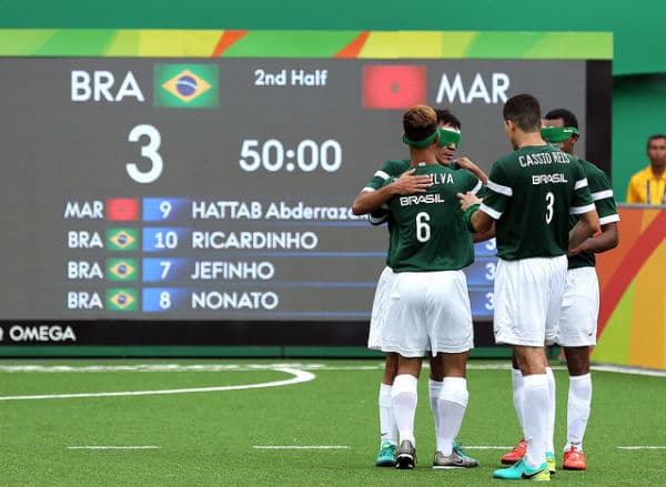 Brasileiros derrotaram o Marrocos no Futebol de 5 (Foto: Alaor Filho/MPIX/CPB)