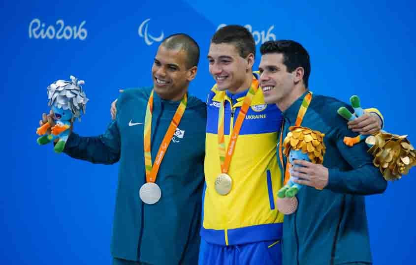 Andre Brasil (Prata) e Phelipe Rodrigues (Bronze) - 100m livre S10 Paralímpicos Rio 2016(Foto:Marcelo Regua/MPIX/CPB)