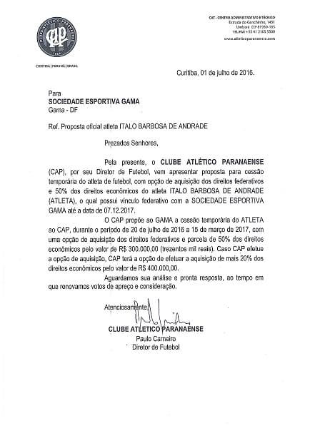 proposta Ítalo Atlético-PR