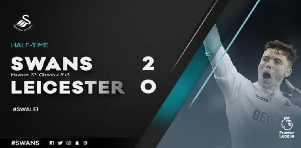 Swansea vence o Leicester por 2 a 0 (Reprodução / Twitter)