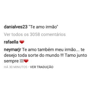 Neymar responde a publicação de Daniel Alves