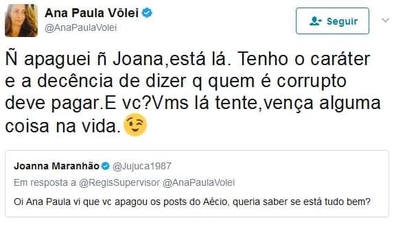 Ana Paula e Joanna Maranhão discutem no Twitter