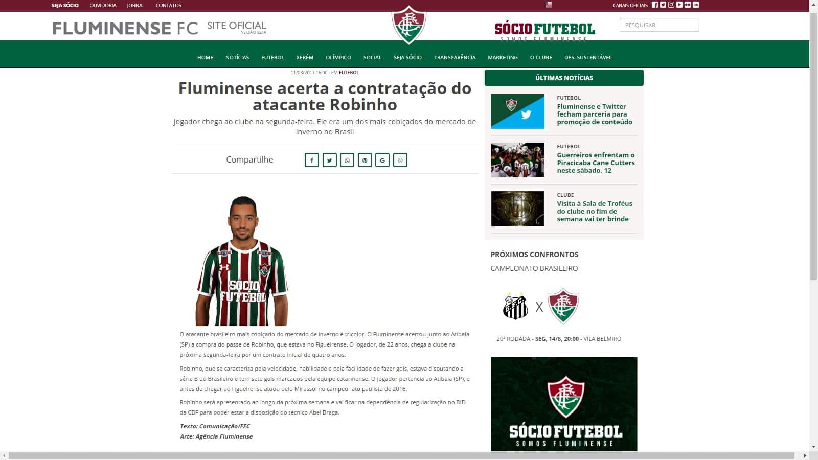 Fluminense - Nota Robinho