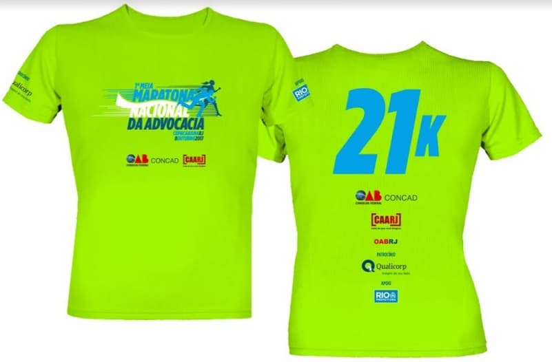 Camisa para o percurso de 21k da 1ª Meia Maratona da Advocacia