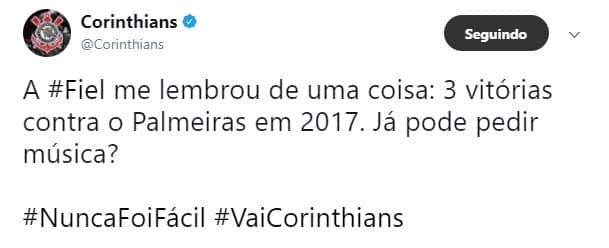 Corinthians provoca Palmeiras após vitória no clássico