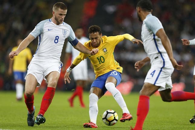 Neymar e Dier - Inglaterra x Brasil