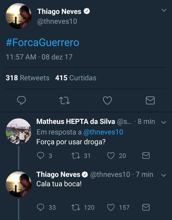 Thiago Neves defende Guerrero