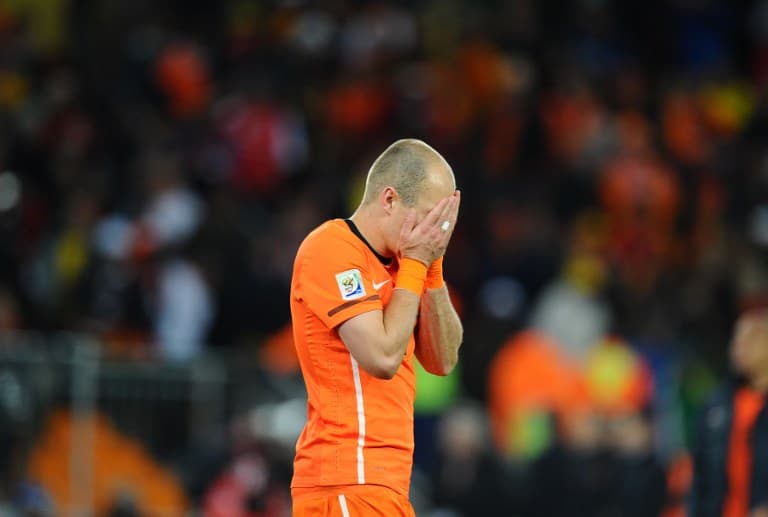 Arjen Robben não conseguiu levar a Holanda ao tão sonhado título mundial e ficou com o vice em 2010