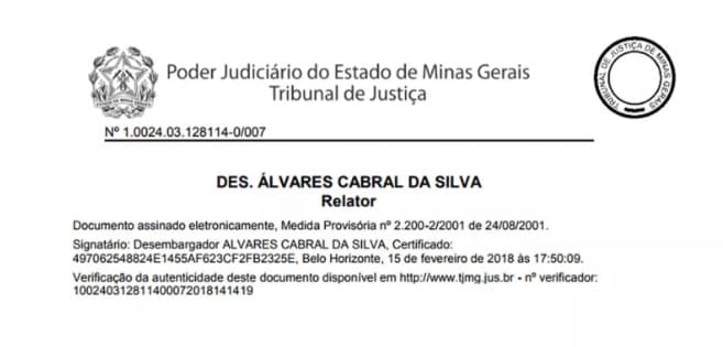 Despacho assinado pelo desembargador Álvares Cabral Silva