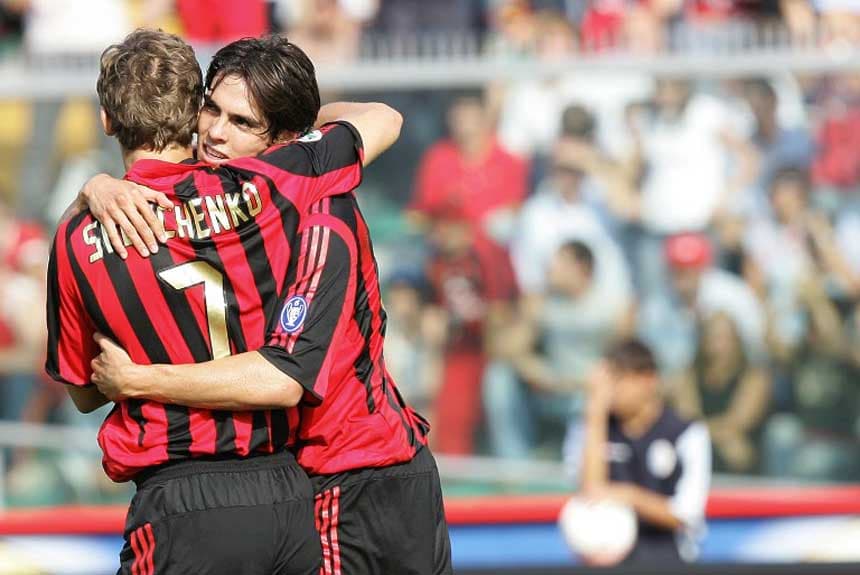 Kaká foi artilheiro na edição 2006/2007 pelo Milan com dez gols marcados. O time italiano deu a volta olímpica