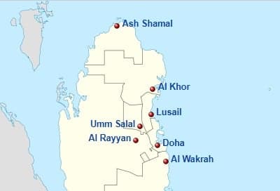 Mapa cidades Qatar