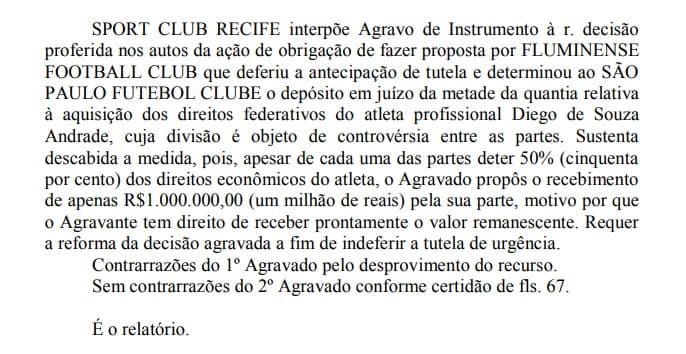 Decisão Diego Souza - Fluminense, São Paulo e Sport