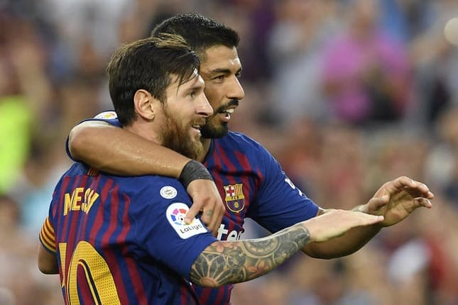 Messi e Suárez - Barcelona x Huesca