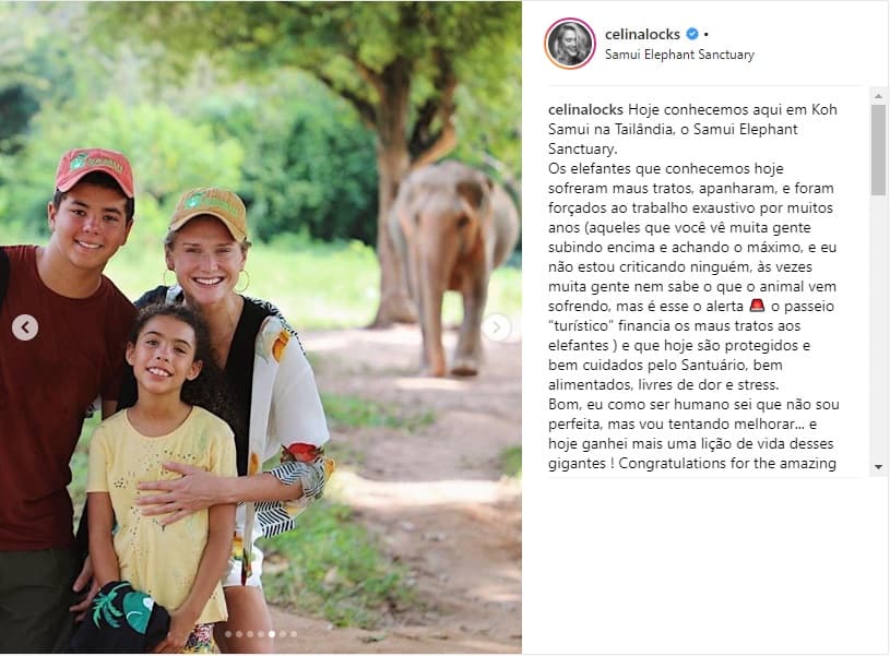Celina, namorada de Ronaldo, posta foto em Santuário de Elefantes