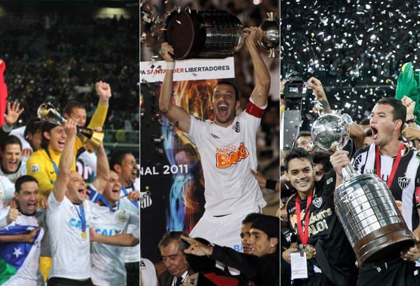 Montagem de Comemoração - Corinthians no Mundial de 2012, Santos na Libertadores de 2011 e Atlético-MG na Libertadores de 2013