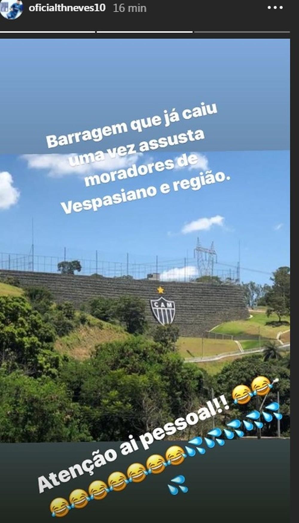Thiago Neves fez a infeliz postagem comparando a queda do Galo com a barragem rompida de Brumadinho
