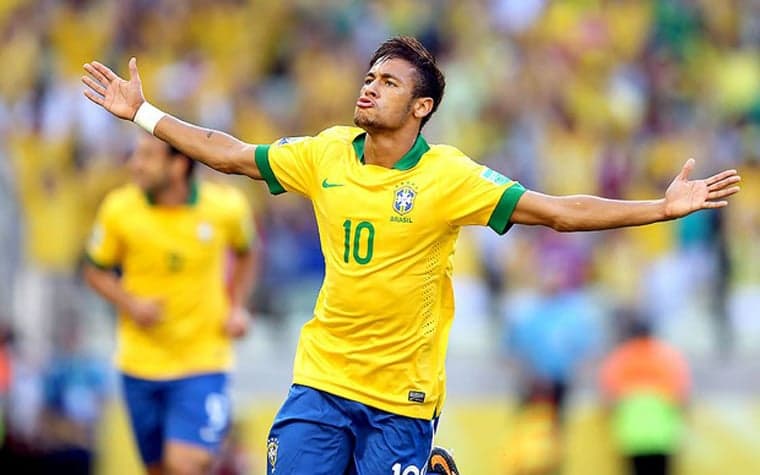 Comemorando gol pela Seleção Brasileira - qualquer