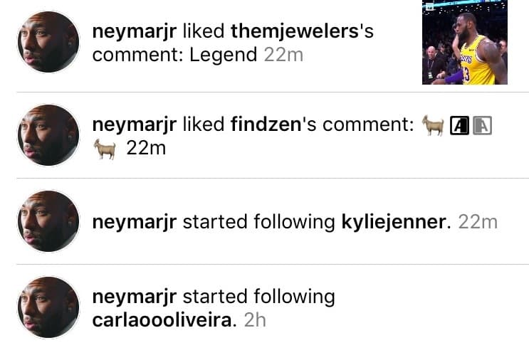 Neymar começa a seguir Kylie Jenner