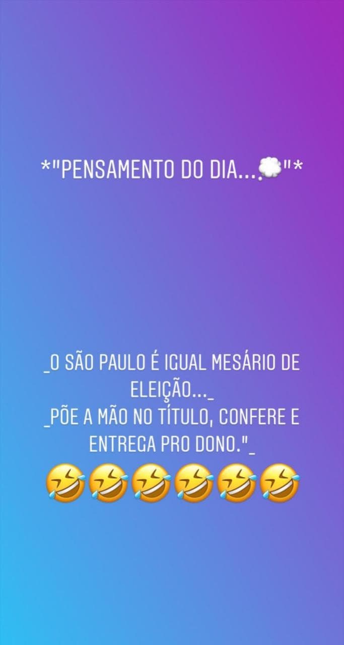 Jadson provoca o São Paulo em sua conta no Instagram