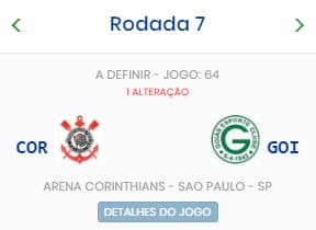 No site da CBF, a data do jogo entre Corinthians e Goiás consta como indefinida