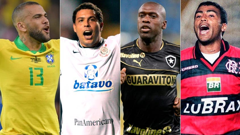 Montagem - Daniel Alves, Ronaldo Fenômeno, Seedorf e Romário