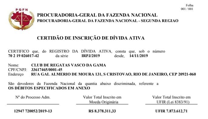 Documento - União contra o Vasco