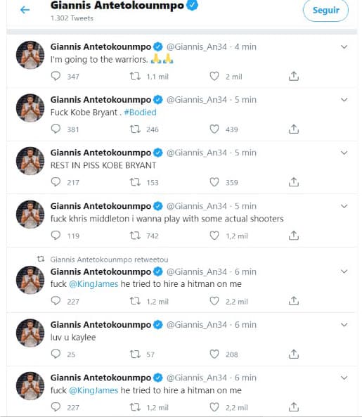 Giannis - Twitter hackeado