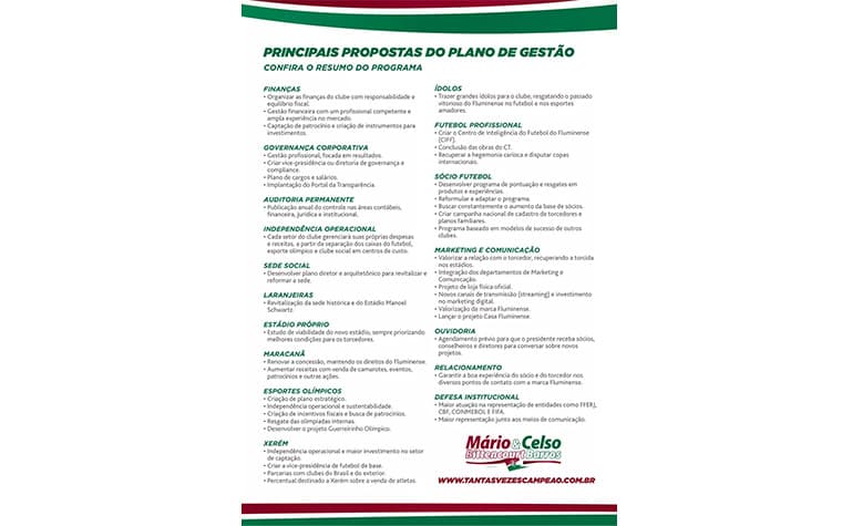 Promessas de campanha Mário Bittencourt - Fluminense