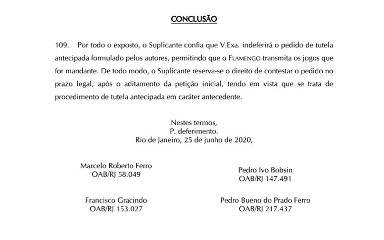 Petição Flamengo Conclusão