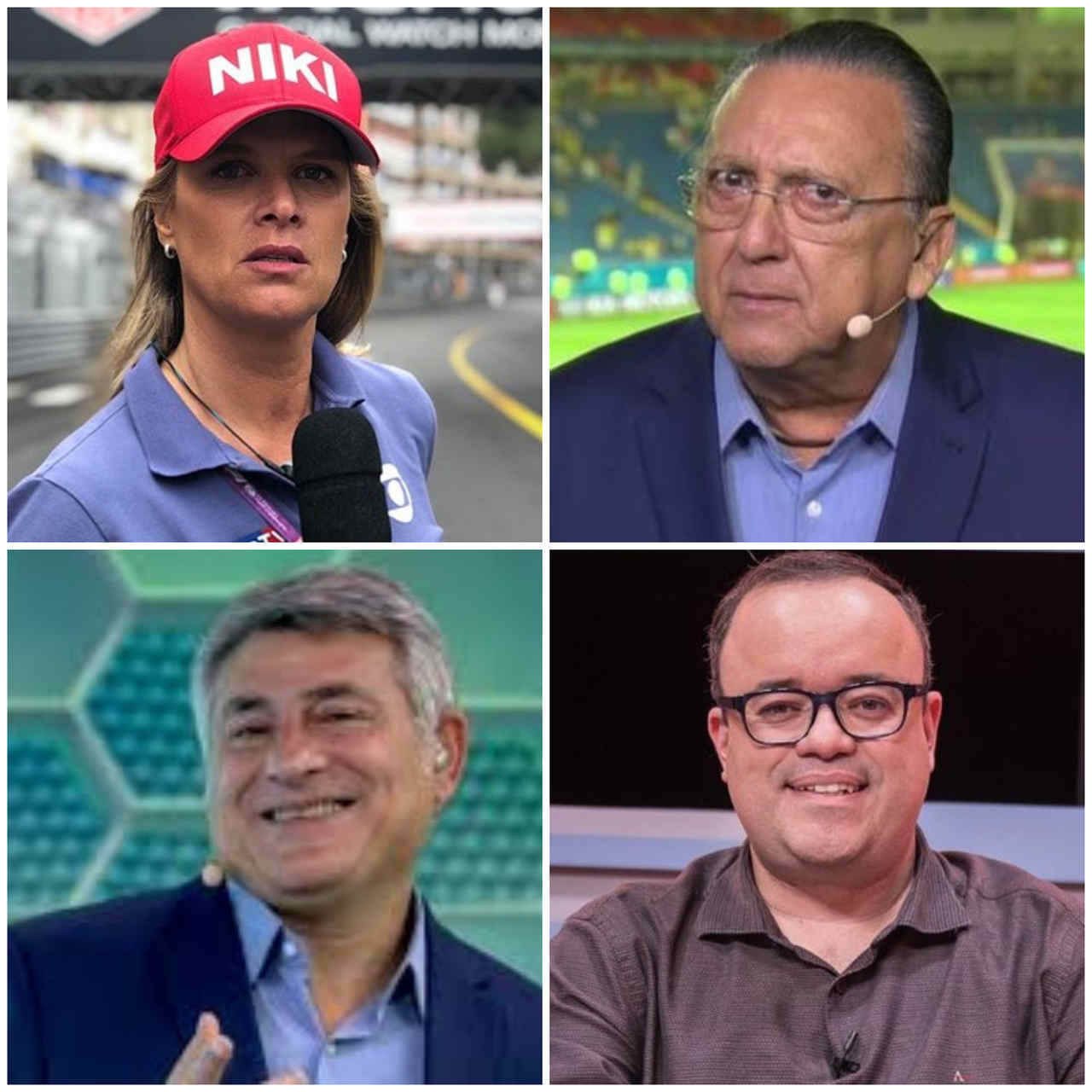 Mariana Becker, Galvão Bueno, Cléber Machado e Everaldo Marques Globo Fórmula 1
