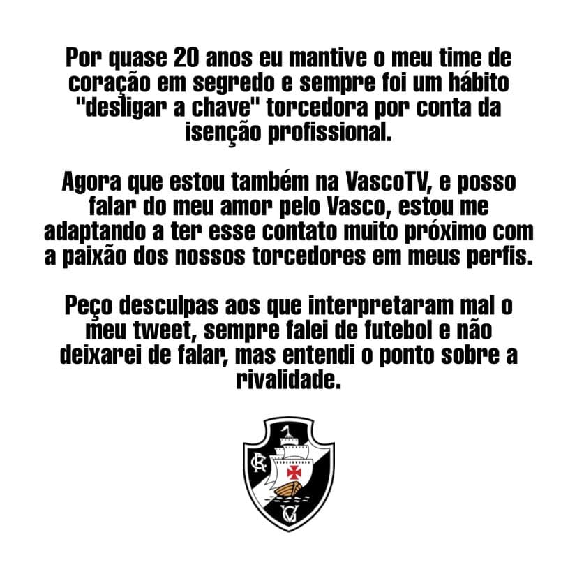 Comunicado Vanessa Riche VascoTV Supercopa