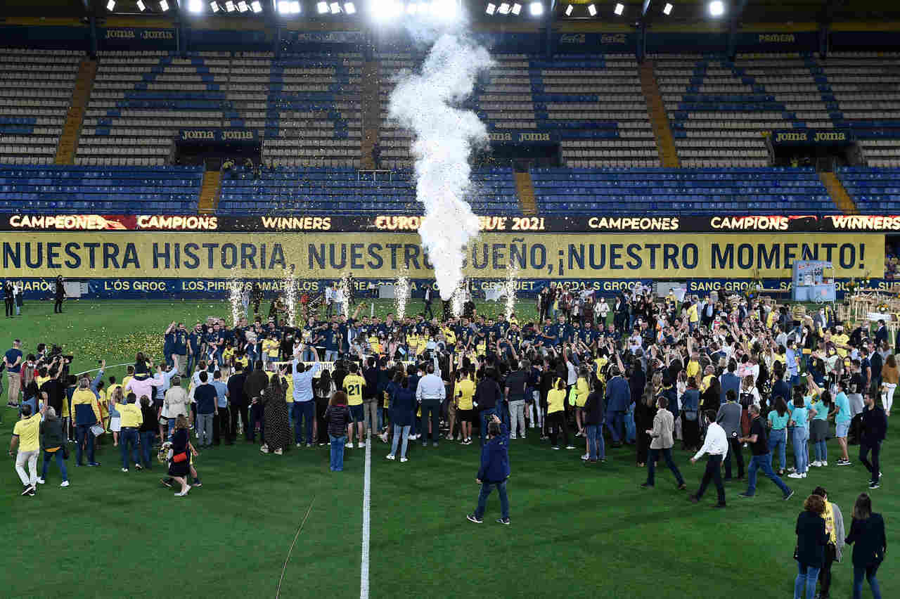 Festa do Villarreal após título da Liga Europa