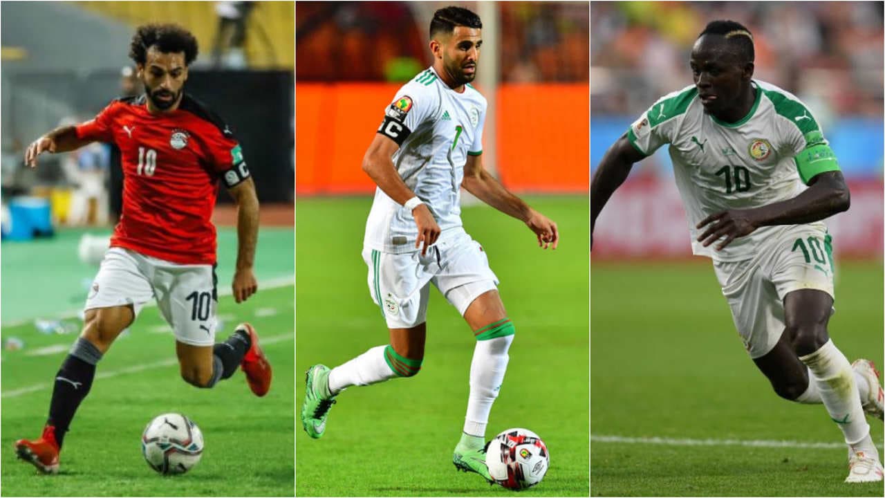 Montagem - Mohamed Salah (Egito), Riyad Mahrez (Argélia) e Sadio Mané (Senegal)