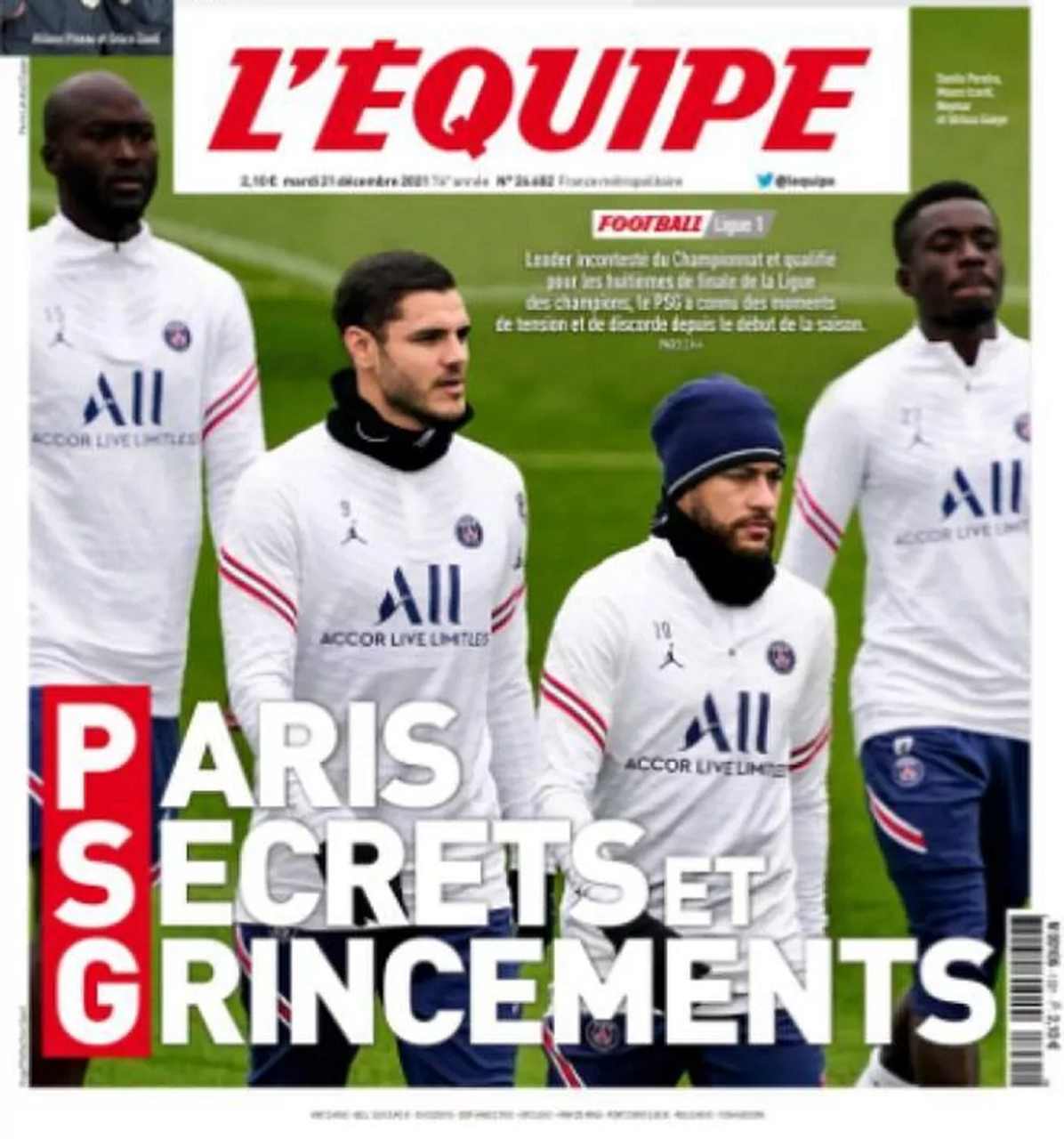 Capa do jornal L'Équipe