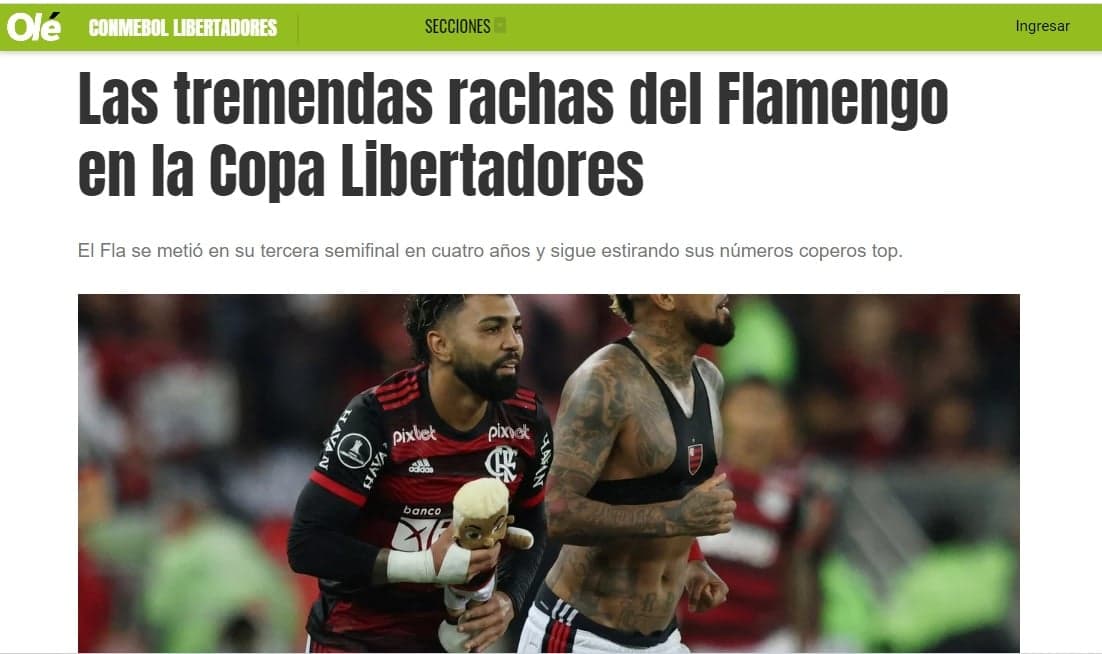 Diário Olé - Flamengo na Libertadores