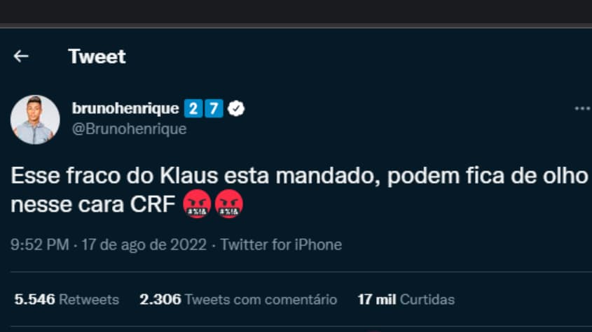 Twitter Bruno Henrique
