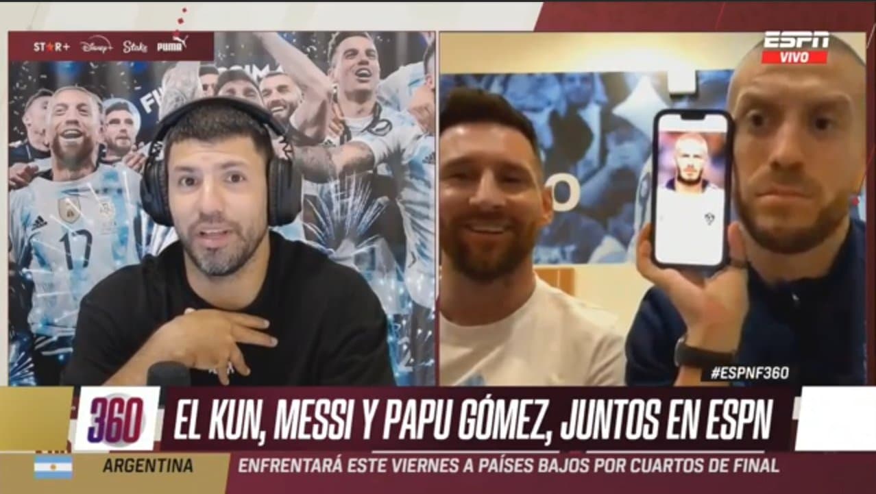 Messi e Papu Gómez em live de Agüero