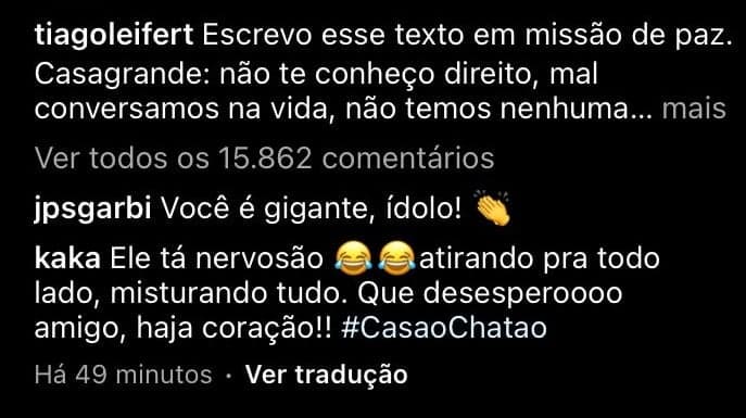 Kaká comenta publicação de Tiago Leifert