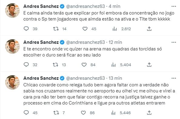 Andrés Sanchez provoca Chicão