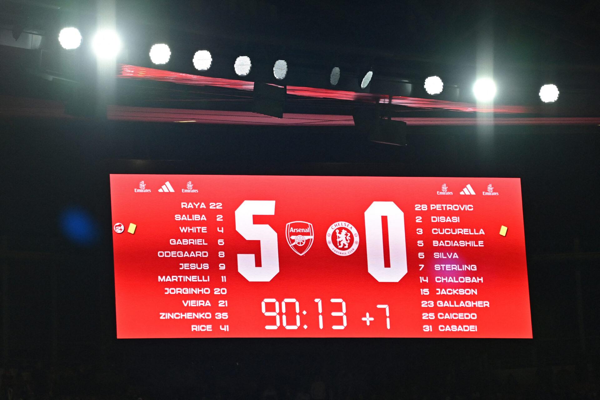Placar - Arsenal 5x0 Chelsea