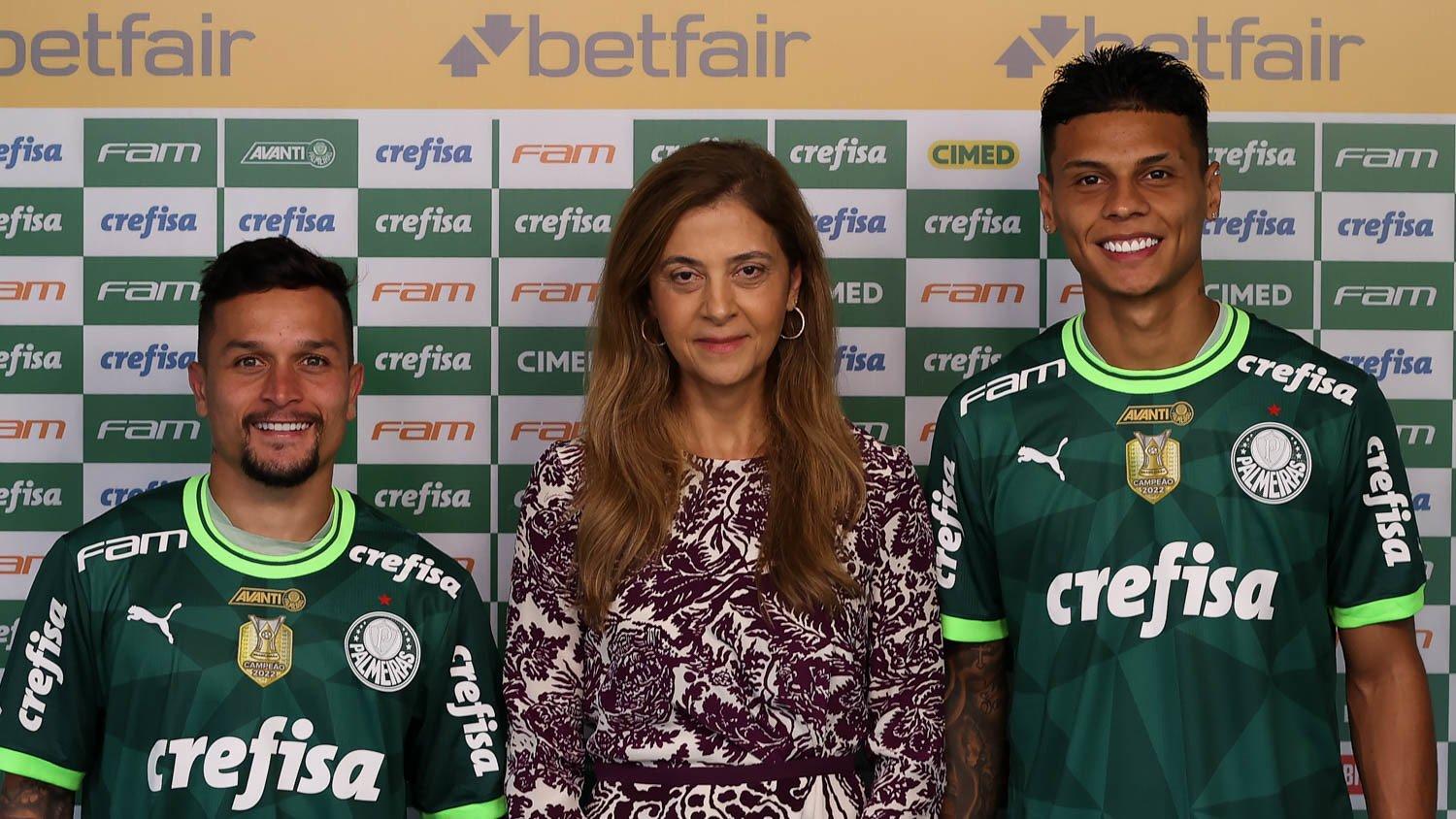 Artur, Leila Pereira e Richard Ríos - Palmeiras
