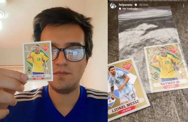 Jovem vende figurinha rara de Neymar a Felipe Neto e tira cromo especial de  CR7 em novo pacote - Lance!