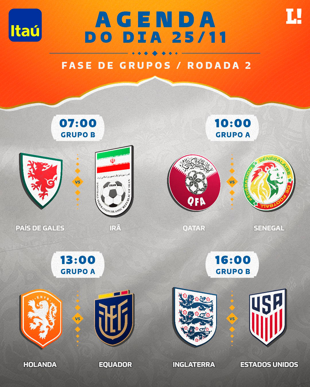 Quem joga hoje na Copa do Mundo? Veja agenda com partidas desta