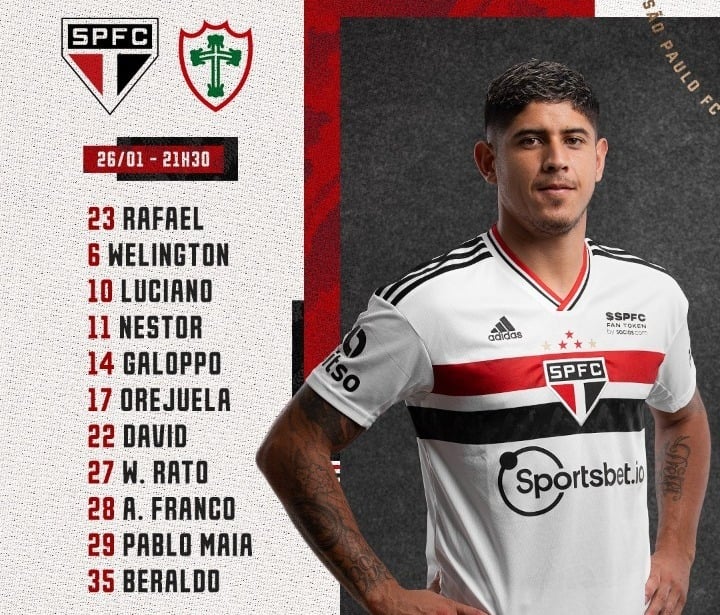 A escalação do São Paulo para o próximo jogo