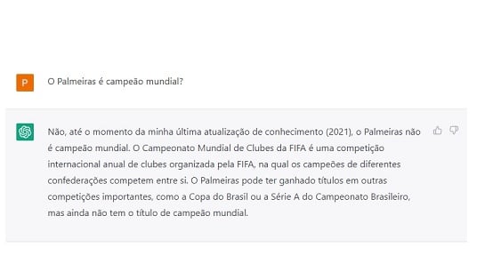 ChatGPT: inteligência artificial responde se o Palmeiras é campeão