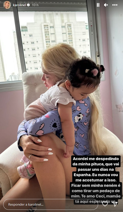 Karoline Lima surge com bolsa de R$ 36 mil e diz que filha quis