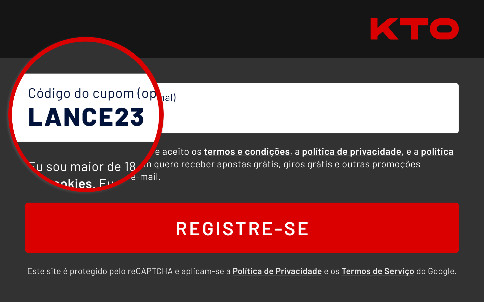 Cupom KTO LANCE23: Aposte até R$200 sem risco